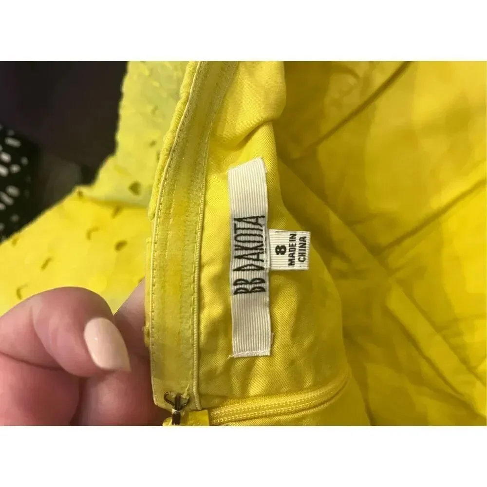 BB Dakota Yellow Daffodil Crumb Catcher Strapless Mini Dress sz 8 NWT